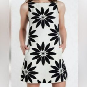 Desigual Tan and Black Floral Shift Dress ASO EMMY ROSSUM and RUNWAY size 44